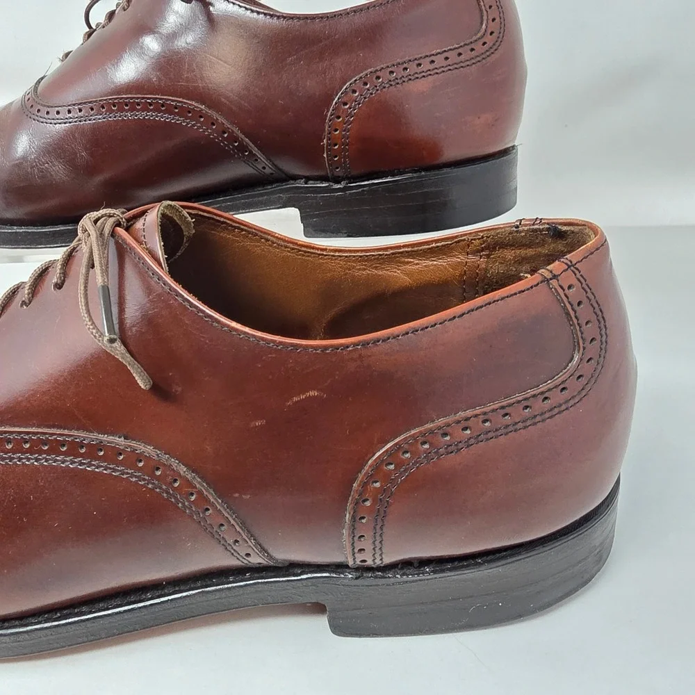 Nuflex Prime Oxford Shoes Mens 12 Cap Toe Brown Leather Brogue Made in USA